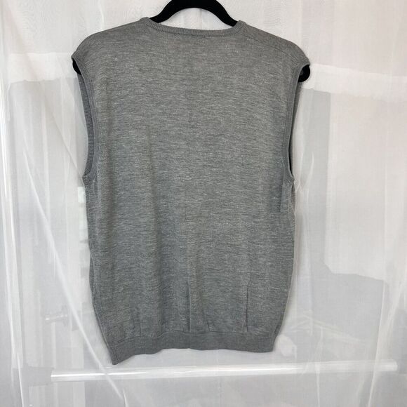 August Silk Men sz Lg grey v neck sweatervest 70% silk blend pullover academia - Picture 8 of 9